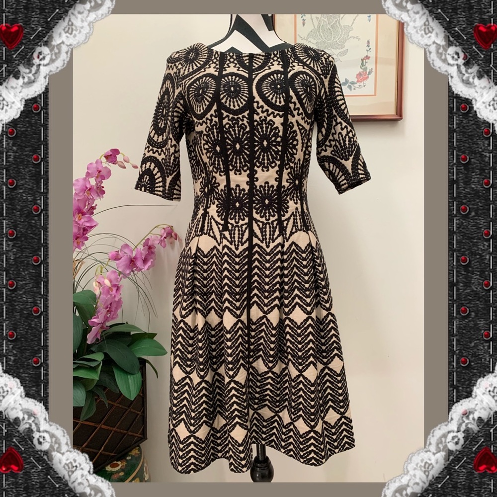 Gabby Skye Multi Embroiled Pattern Pleated Dress - Picture 2 of 9